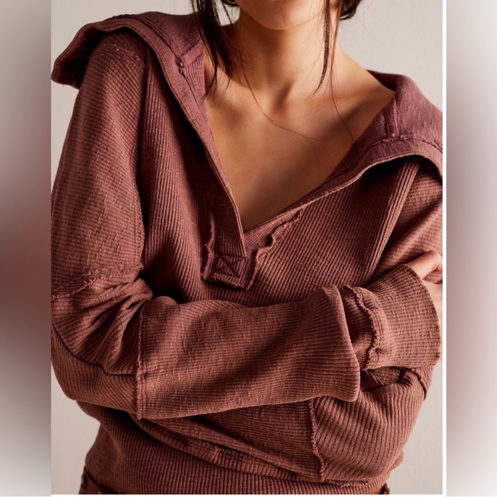 NWOT Free People Not So Ordinary Polo: Dusty Rose